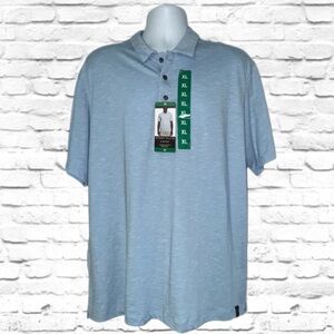 NWT Perry Ellis Slub Polo Shirt Light Blue XL Moisture Wicking Breathable